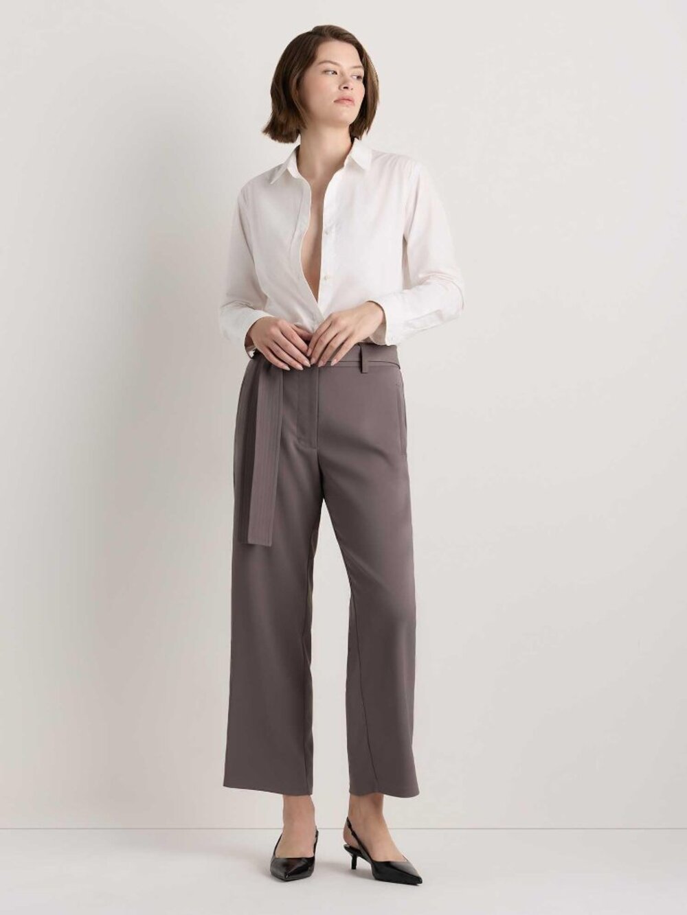 quince Stretch Crepe Paperbag Waist Pants Gray
